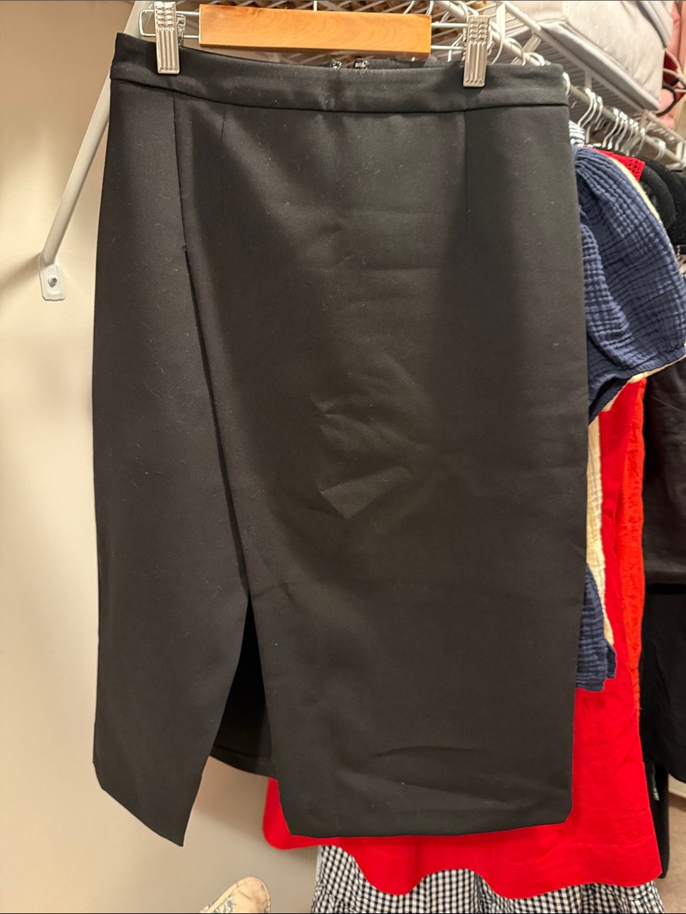 Classic Black Pencil Skirt with Front Slit